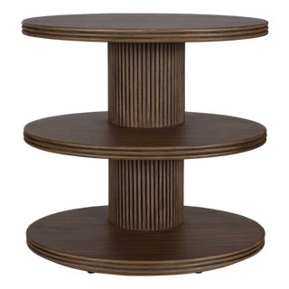 Top Tier Oval Walnut Side Table For Sale