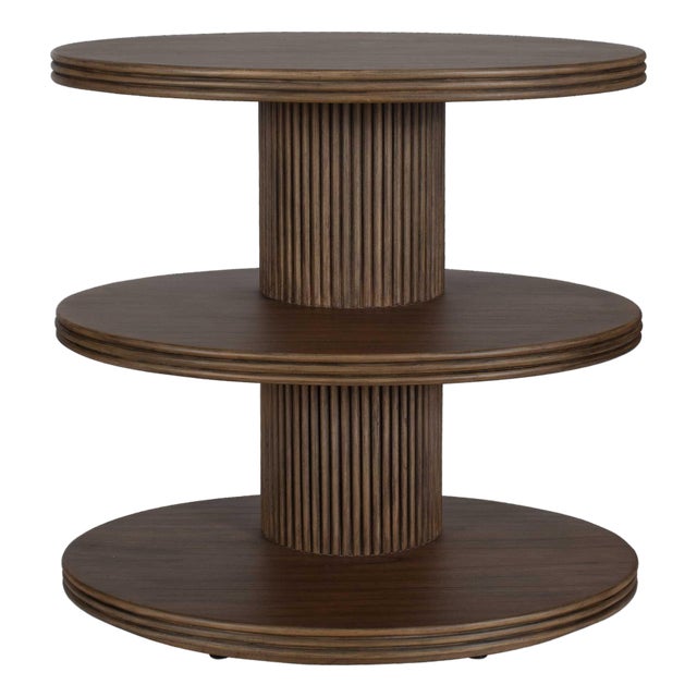 Top Tier Oval Walnut Side Table For Sale
