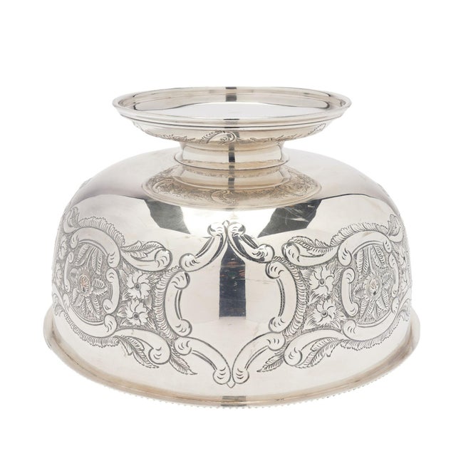 Vintage Hand Chased English Sheffield Punch Bowl & Tray, C. 1900-50 For Sale - Image 12 of 12