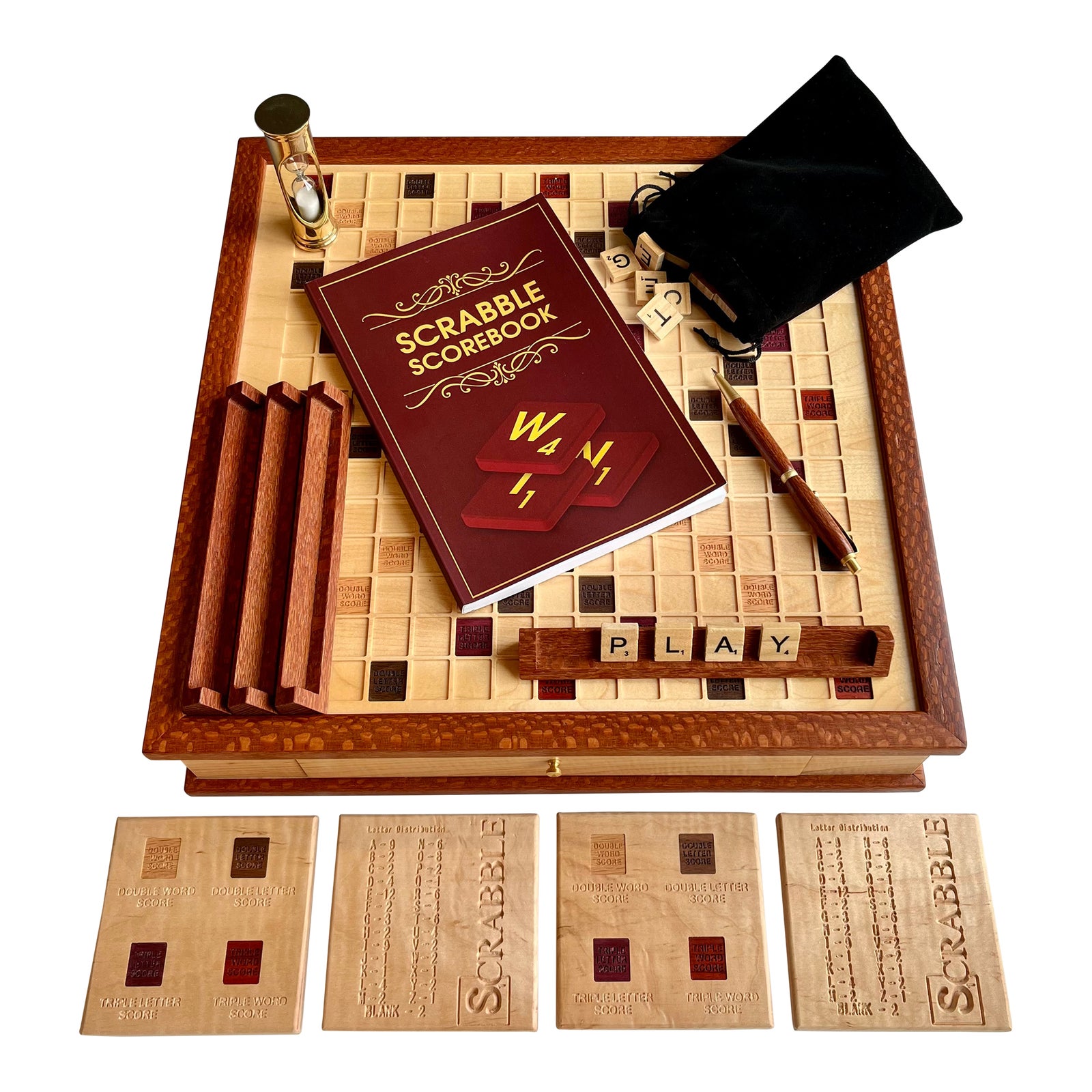 Ultra Deluxe Wood Scrabble Board | Chairish