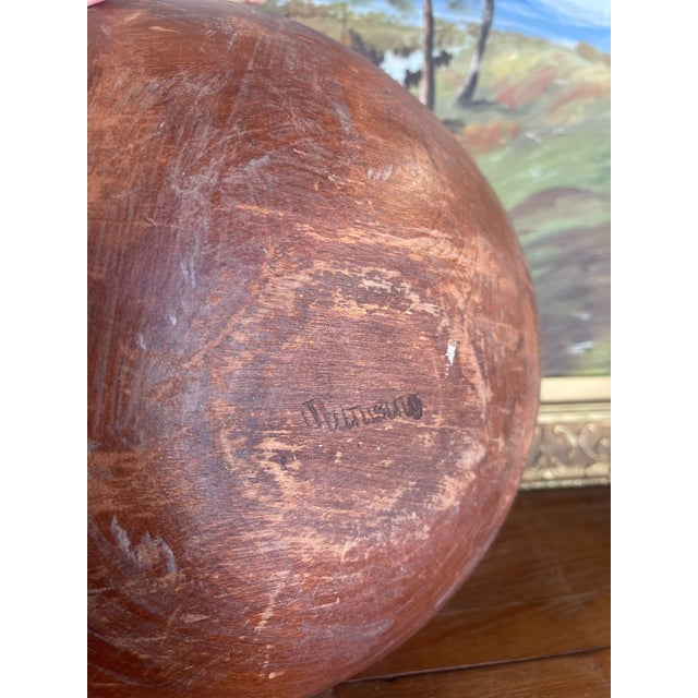 Mid-20th Century Americana Large Signed Munising Wooden Dough Bowl With Rich Patina and Age Crack For Sale - Image 4 of 7