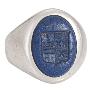 Vintage Tiffany & Co Crest Ring Lapis Lazuli Platinum Sz 6 Mid Century Signet