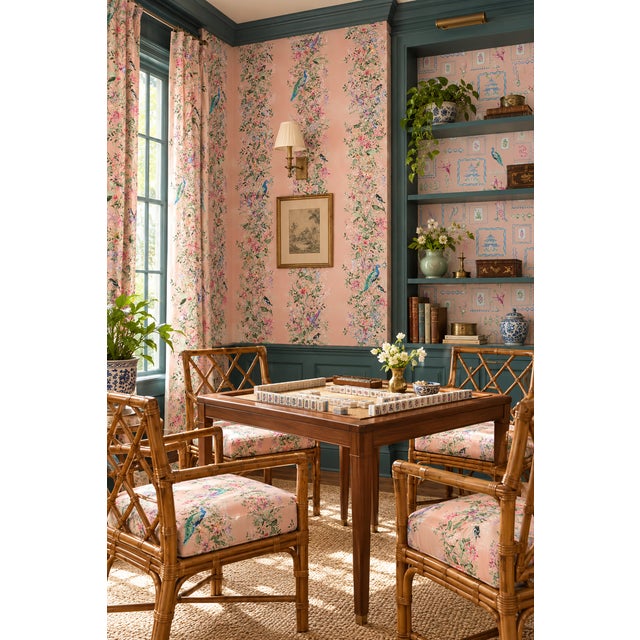Our Mahjong Garden Stripe Wallpaper takes the timeless beauty of classic chinoiserie and gives it a fresh, collected feel....