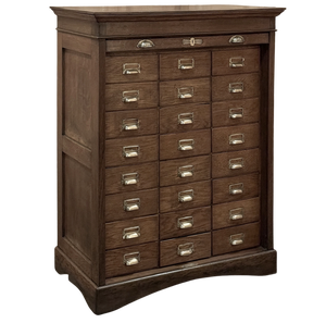 Antique File Card Cabinet With Tambour Door