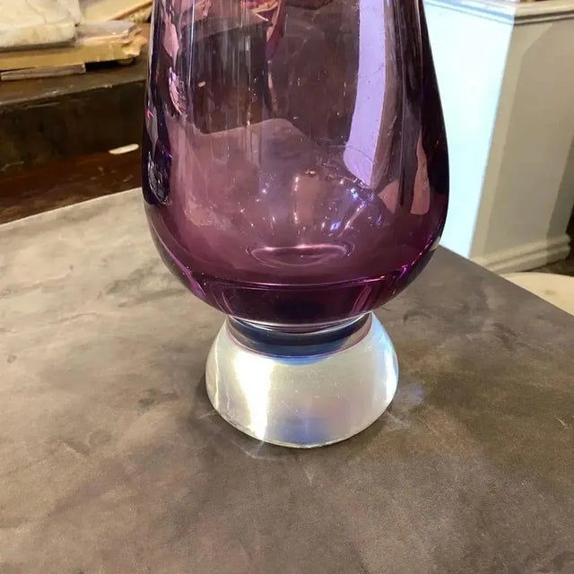 1970s 1970s Italian Mid-Century Modern Tall Purple Murano Glass Vase For Sale - Image 5 of 13