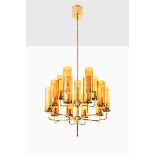 Ceiling Lamp in Brass and Glass attributed to Hans-Agne Jakobsson, 1960s For Sale - Image 4 of 9