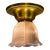 Small Semi Flush Light With Clear Glass Holophane Half and Half Shade on Antique Rich Gilt Fixture #2647 For Sale