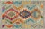Southwestern Kilim Blue Beige Hand-Woven Wool Rug 2'0'' X 3'1'' For Sale - Image 9 of 9