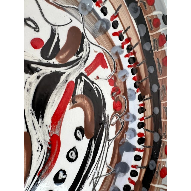 1980s Vintage Juliette Hand Painted Abstract Design Decorative Ceramic Plate For Sale - Image 5 of 12
