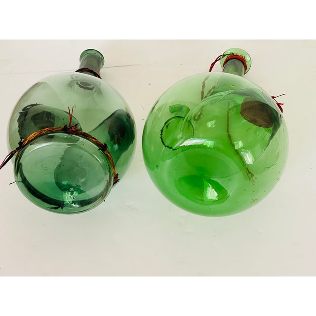 American Pair Unique Antique American Vine Bottles Blown Glass For Sale - Image 3 of 5