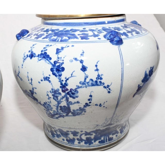 Nanking Porcelain Temple Jars in Blue and White For Sale - Image 6 of 10