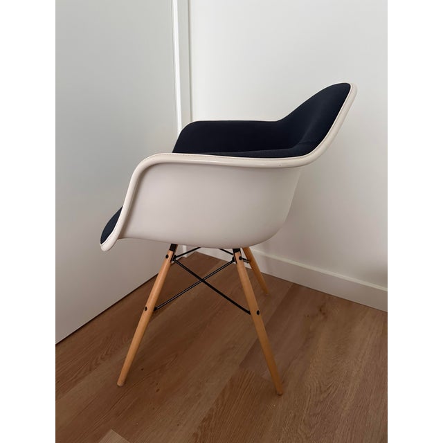 Eames Upholstered Armchair With Dowel Base For Sale - Image 13 of 17