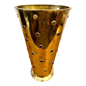 Vintage German Perforated Brass Umbrella Stand