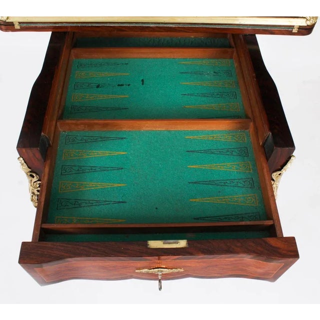 French Burr Walnut Parquetry Card Backgammon Table, 19th Century For Sale - Image 15 of 18