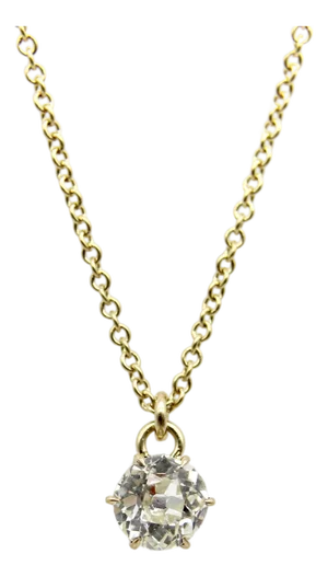 1910s 0.60 Carat Antique Old European Cut Diamond and 14k Gold Necklace