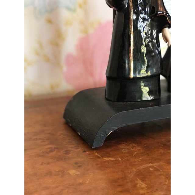 Black 1950s Asian Figurine Lamp For Sale - Image 8 of 9