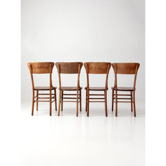 Antique Crocker Bentwood Dining Chairs Set 4 For Sale - Image 4 of 16