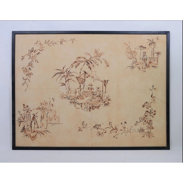 Wood Chinoiseries Style Pattern Drawn on Board For Sale - Image 7 of 7