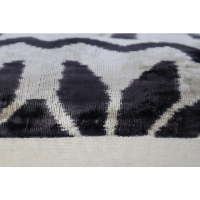 Black Handmade Black & White Silk Velvet Throw Pillow & Down Insert For Sale - Image 8 of 12