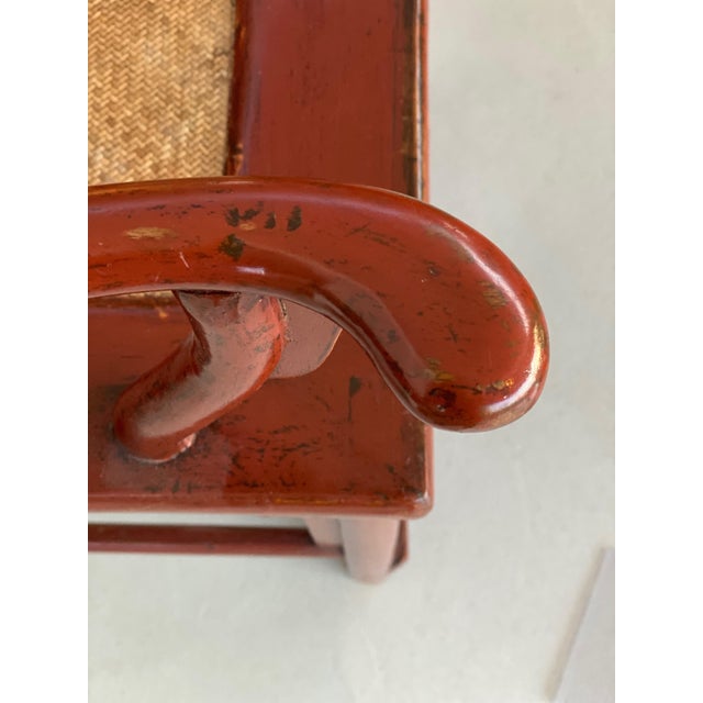 Chair in Ming Chinese style with High Backrest and Red Lacquer For Sale - Image 9 of 18