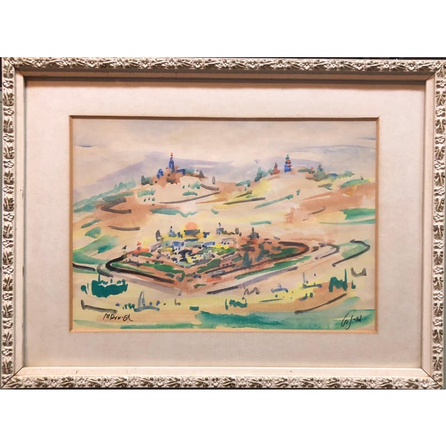 Early 20th Century Mordechai Avniel, Israeli Modernist Watercolor Painting Jerusalem Landscape Bezalel School Avniel For Sale - Image 5 of 6