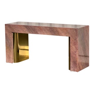 1980’s Sculptural Postmodern Brass & Purple Plaster Console Table For Sale