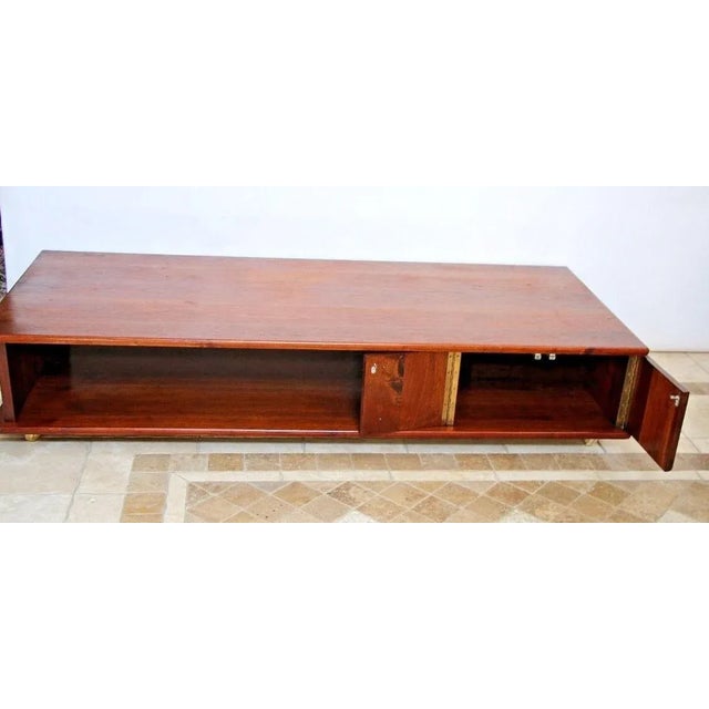 Mid-Century Modern 1960s Vintage Mid Century Modern Coffee Table With Cabinet on Rollers Custom Made For Sale - Image 3 of 10