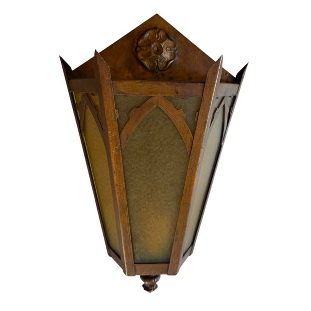 Copper Antique Copper Plated Hexagonal Wall Sconces For Sale - Image 8 of 9