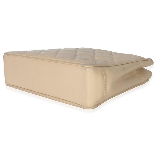 Vintage Beige Quilted Lambskin CC Shoulder Tote For Sale In New York - Image 6 of 9