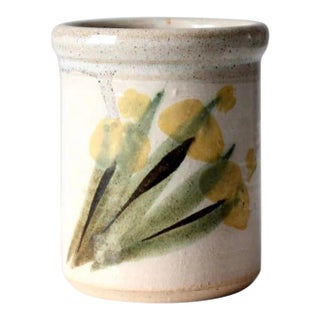 Vintage Hand-Painted Studio Pottery Vase For Sale