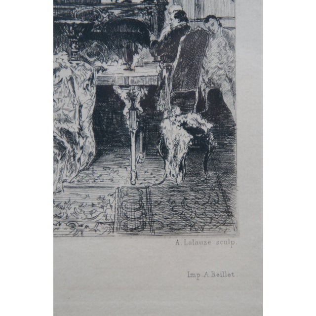 Mid 19th Century Antique French Les Cadeaux De Noce Baroque Wedding Palace Etching 25" For Sale - Image 5 of 12