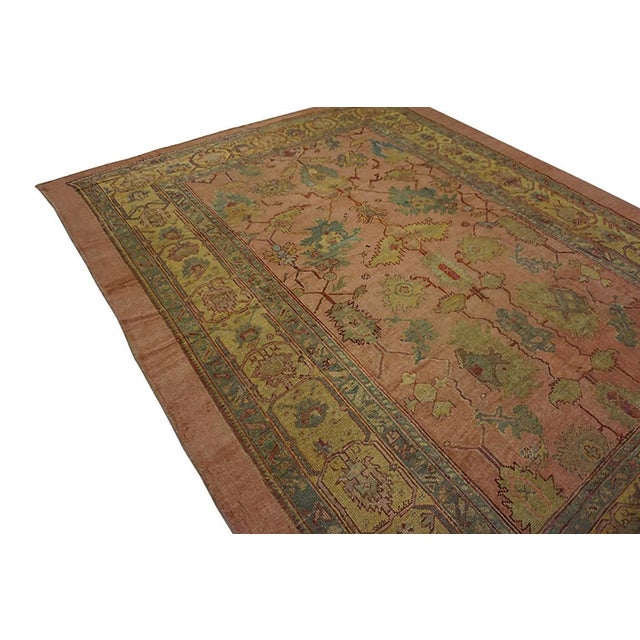 Light Pink Amazing Light Pink Color With Flowing Design Antique Oushak Rug For Sale - Image 8 of 8