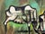Wood 1970s Abstract Expressionist Oil Painting of 2 Steers on Canvas, Newly Framed For Sale - Image 7 of 10