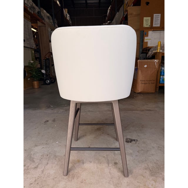 Adriana Hoyos Adriana Hoyos White Leather Swivel Counter Stool For Sale - Image 4 of 7