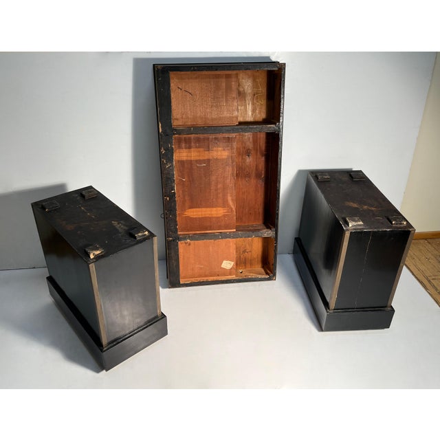 Black Black Lacquer English Antique Campaign Style Desk For Sale - Image 8 of 8