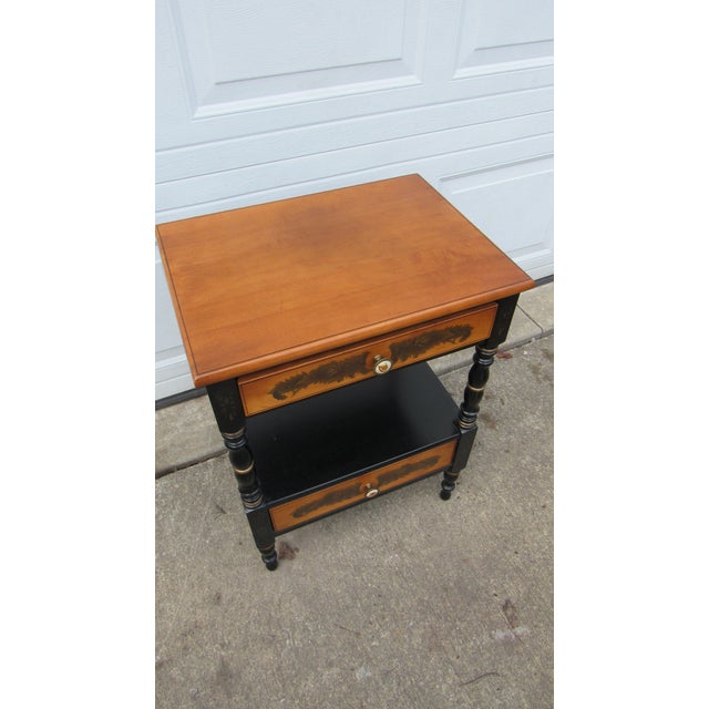 Farmhouse 1980s Hitchcock Farmhouse Nightstand Table Nice For Sale - Image 3 of 7