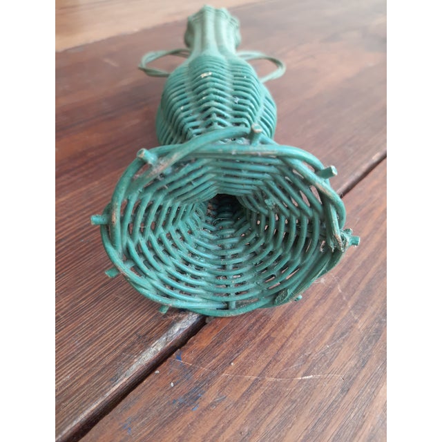 Early 20th Century Art Nouveau Green Wicker Vase For Sale - Image 5 of 6