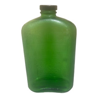 Green Glass Water Bottle Circa 1930 For Sale