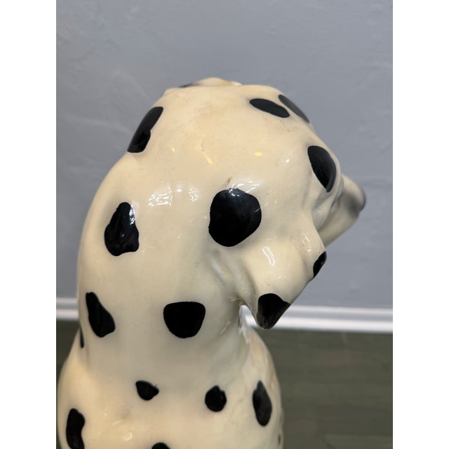 Large Mid-Century Dalmatian Dog Sculpture Hand-Painted Ceramic Figure For Sale - Image 9 of 12