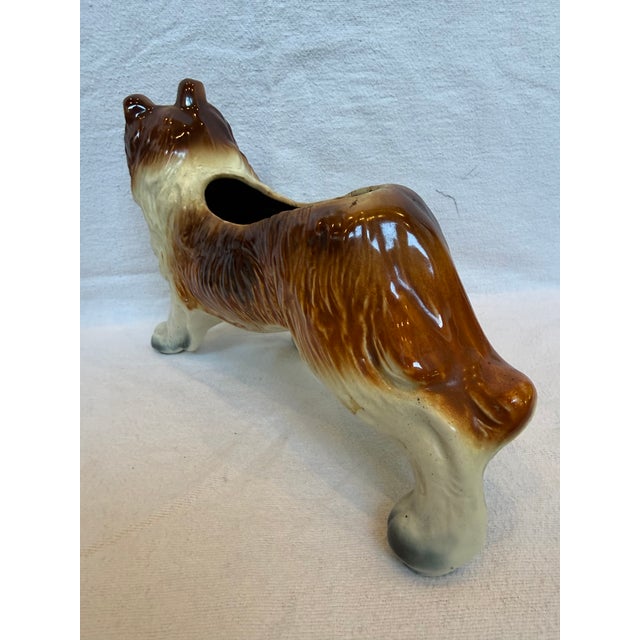 1940s Lifelike Porcelain Collie Planter For Sale - Image 4 of 12
