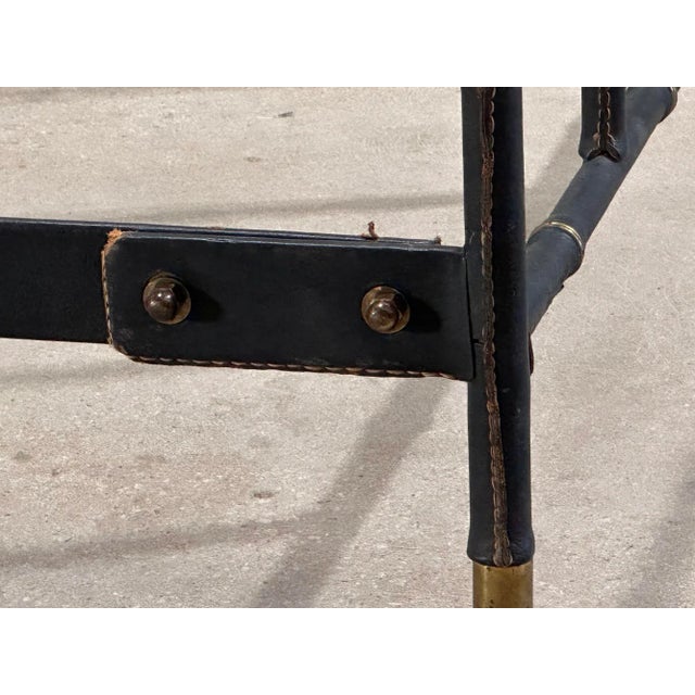 Jacques Adnet Hermes Leather and Brass Full Size Bed Frame, France 1950 For Sale - Image 10 of 13