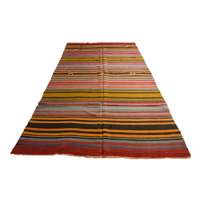Vintage Tribal Stripe Kilim Rug For Sale