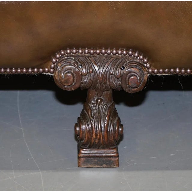 Metal Brown Leather and Carved Frame Sofa, 1810s For Sale - Image 7 of 18