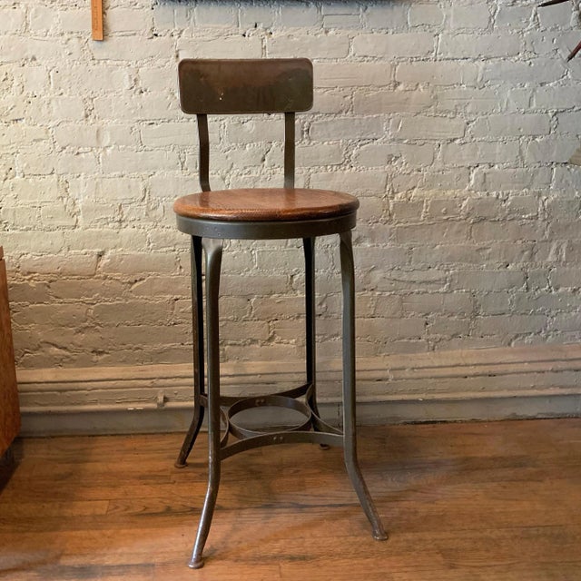 Mid 20th Century Tall Industrial Shop Stool by Toledo Metal Furniture Co. For Sale In New York - Image 6 of 10