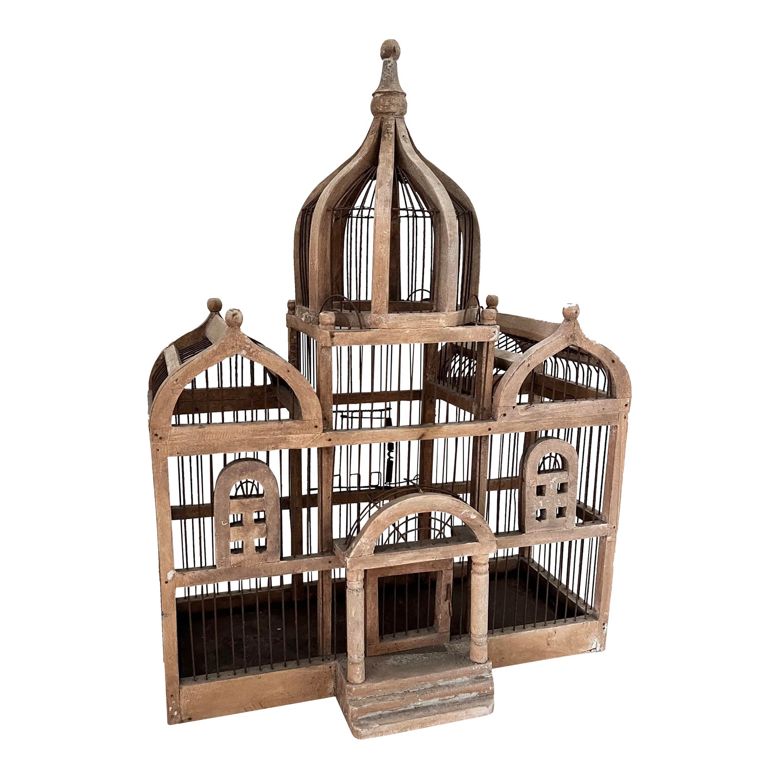 Vintage Victorian Style Architectural Domed Wooden Bird Cage