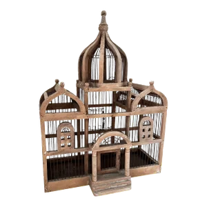 Vintage Victorian Style Architectural Domed Wooden Bird Cage