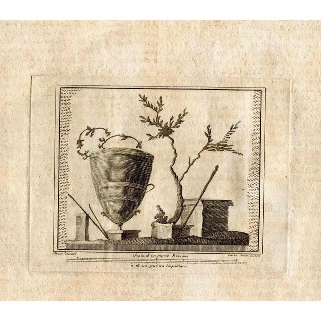 Ancient roman fresco, from the series "antiquities of herculaneum", is an original etching on paper realized by carlo...