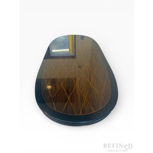 Late 20th Century Neoclassical Zebrawood Inlaid Ebonized Dining Table, Attributed to Ralph Lauren for Henredon For Sale In Boston - Image 6 of 17