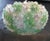 Vintage Italian flush mount with clear and green hand blown Murano glass flowers / Made in Italy in the 1960s by Barovier...