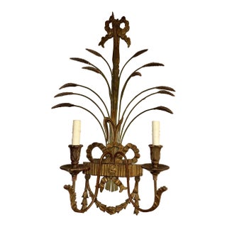 Pair of 19th Century Italian Giltwood Wheat Sconces For Sale